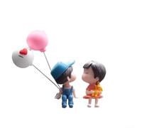 Adorable décoration de voiture en forme de couple de dessins animés : ajoutez du charme et de la joie à votre tableau de bord (un bleu)