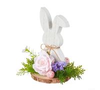 Adorable décoration lapin en bois pour célébrer Pâques, pièce d'accent pour les espaces de vie (6217)