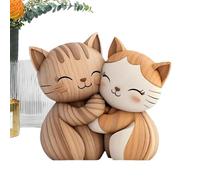 Adorable décoration - Panneau en bois 2D de chats en couple pour table, décoration animale, bureau, bibliothèque, amants, animaux, chambre, entrée, anniversaire, Noël
