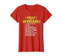 Adorable déguisement végétarien « Hello I'm A Vegan » T-Shirt, Femme, Rouge, M
