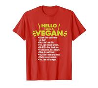 Adorable déguisement végétarien « Hello I'm A Vegan » T-Shirt, Homme, Rouge, M