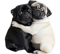 Adorable diffuseur de parfum carlin en acrylique pour grille d'aération de voiture, accessoires décoratifs, mignon chiot de dessin animé 2D solide, accessoire d'intérieur amusant pour voitures