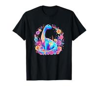 Adorable Dinosaure Pastel entouré de Fleurs colorées T-Shirt