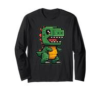 Adorable Dinosaure Pixel de Style rétro Manche Longue