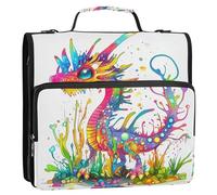 Adorable dragon de 3,8 cm - 3 anneaux - Organiseur de bureau avec poignée et bandoulière amovible - Avec poche zippée - Organiseur de fournitures scolaires pour étudiant du milieu