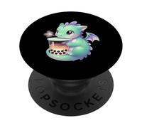 Adorable Dragon Kawaii Buvant du thé aux Perles Boba Lover PopSockets PopGrip Adhésif
