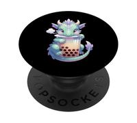 Adorable Dragon Kawaii Buvant du thé aux Perles Boba Lover PopSockets PopGrip Adhésif