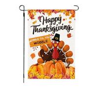 Adorable drapeau de jardin double face Turquie avec boule 45 x 30 cm pour l'automne, l'extérieur, Thanksgiving, les vacances, Thanksgiving, scène de fête