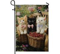 Adorable drapeau de jardin en forme de chatons, décoration colorée pour le printemps et l'été, joli nœud papillon pour jardin, décoration d'intérieur, drapeau double face, 30,5 x 45,7 cm