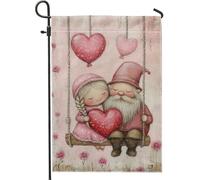 Adorable drapeau de jardin en forme de nain de couple - Motif pêche - Cœurs d'amour - Décoration extérieure - Pour la Saint-Valentin et le printemps - Drapeau printanier pour porche et pelouse - 30,5