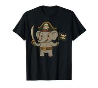 Adorable éléphant Pirate avec Drapeau Jolly Roger T-Shirt