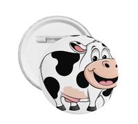 Adorable épinglette ronde en émail imprimé vache - Badge en alliage métallique pour veste, sac, idée cadeau., L, Plastique