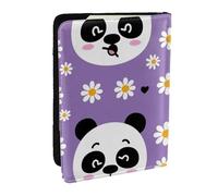 Adorable étui de passeport imprimé panda géant en cuir PU pour homme et femme, 16,5 cm, Noir , Taille unique
