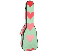 Adorable étui rembourré pour ukulélé de concert de 58,4 cm avec motif cœurs sur fond vert sauge, imperméable et durable, Multicolore 03., 25.9x9x3.1in/66x23x8cm, Organiseur de sac