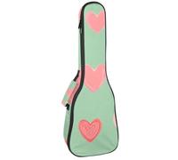 Adorable étui rembourré pour ukulélé de concert de 58,4 cm avec motif cœurs sur fond vert sauge, imperméable et durable, Multicolore 02, 25.9x9x3.1in/66x23x8cm, Organiseur de sac