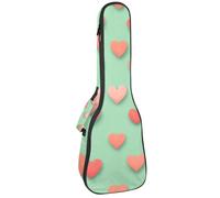 Adorable étui rembourré pour ukulélé de concert de 58,4 cm avec motif cœurs sur fond vert sauge, imperméable et durable, Multicolore 05, 25.9x9x3.1in/66x23x8cm, Organiseur de sac