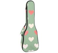 Adorable étui rembourré pour ukulélé de concert de 58,4 cm avec motif cœurs sur fond vert sauge, imperméable et durable, Multicolore 01., 25.9x9x3.1in/66x23x8cm, Organiseur de sac