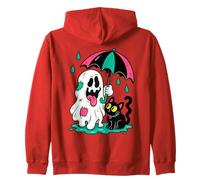 Adorable fantôme d'halloween avec Parapluie Chat Noir Effrayant Kawaii Sweat à Capuche