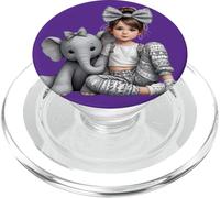 Adorable Fille avec Copain éléphant Gris aztèque Safari PopSockets PopGrip pour MagSafe