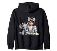 Adorable Fille avec Copain éléphant Gris aztèque Safari Sweat à Capuche
