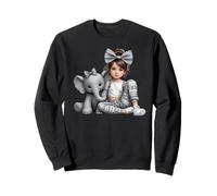Adorable Fille avec Copain éléphant Gris aztèque Safari Sweatshirt