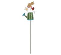 Adorable Garden Stake, Bunny Watering Can Decor, 12.99 inches Flower Stake with Waterproof Build, Painted Metal Bunny Sculpture, Whimsical Planter Art with Colorful Finish, Cute Animal Sign