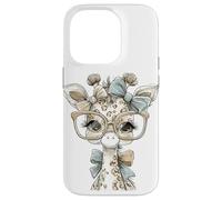 Adorable Girafe impertinente avec Lunettes et nœuds Amusants Coque pour iPhone 14 Pro