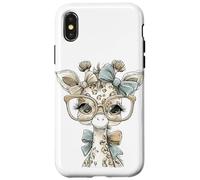 Adorable Girafe impertinente avec Lunettes et nœuds Amusants Coque pour iPhone X/XS