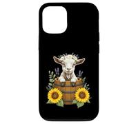 Adorable Goat in Barrel with Sunflowers and Lavender Coque pour iPhone 12/12 Pro