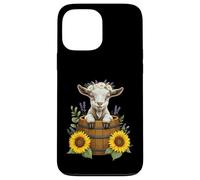 Adorable Goat in Barrel with Sunflowers and Lavender Coque pour iPhone 13 Pro Max