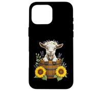 Adorable Goat in Barrel with Sunflowers and Lavender Coque pour iPhone 16 Pro Max