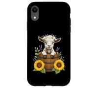 Adorable Goat in Barrel with Sunflowers and Lavender Coque pour iPhone XR