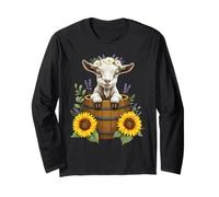 Adorable Goat in Barrel with Sunflowers and Lavender Manche Longue