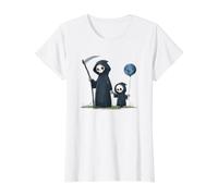 Adorable Grim Reaper avec Enfant T-Shirt Graphique avec Valeur, Femme, Blanc, M