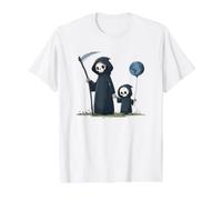 Adorable Grim Reaper avec Enfant T-Shirt Graphique avec Valeur, Homme, Blanc, XL