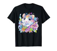 Adorable hamster parmi des fleurs colorées T-Shirt
