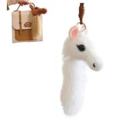 Adorable Horse Keychain Charm,Cute Horse Head Pendant Ornament,Stuffed Animal Shaped Keyring for Purse Backpack Decoration (White)