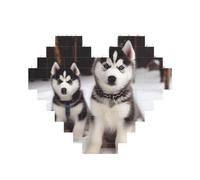 Adorable Huskies Puzzle de briques de construction en forme de cœur, puzzle photo personnalisé pour adultes Micro blocs de construction 3D pour décoration d'intérieur