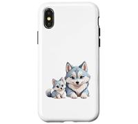 Adorable Husky sibérien Maman et Chiots Coque pour iPhone X/XS