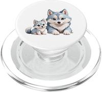 Adorable Husky sibérien Maman et Chiots PopSockets PopGrip pour MagSafe