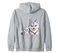 Adorable Husky sibérien Maman et Chiots Sweat à Capuche