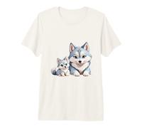 Adorable Husky sibérien Maman et Chiots T-Shirt Haut de Gamme