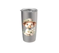 Adorable illustration de caneton avec des fleurs Gobelet isotherme en acier inoxydable double paroi