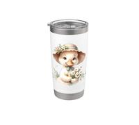 Adorable illustration de caneton avec des fleurs Gobelet isotherme en acier inoxydable double paroi