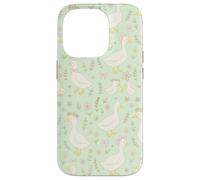 Adorable imprimé Floral Cottagecore Vert et Rose Pastel Coque pour iPhone 14 Pro