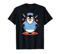 Adorable infirmière pingouin, seringue médicale amusante et motif cœur T-Shirt
