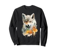 Adorable Jeune Renard avec Fleurs Aquarelle Sweatshirt
