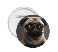 Adorable joli carlin - Épingle ronde en émail - Badge en alliage métallique pour veste, sac, idée cadeau., Small, Plastique