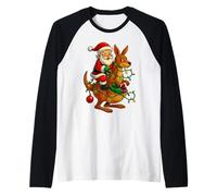 Adorable Kangourou Père Noël Festif Animal de Noël Manche Raglan