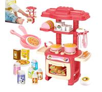 Adorable Kitchen Set, 47 Piece Pretend Play Kitchen Toys, Girls Cooking Toy, Educational Pretend Play Toys 20.5x12x27.5cm for Pretend Role Play, Home, Indoor, Pink Color